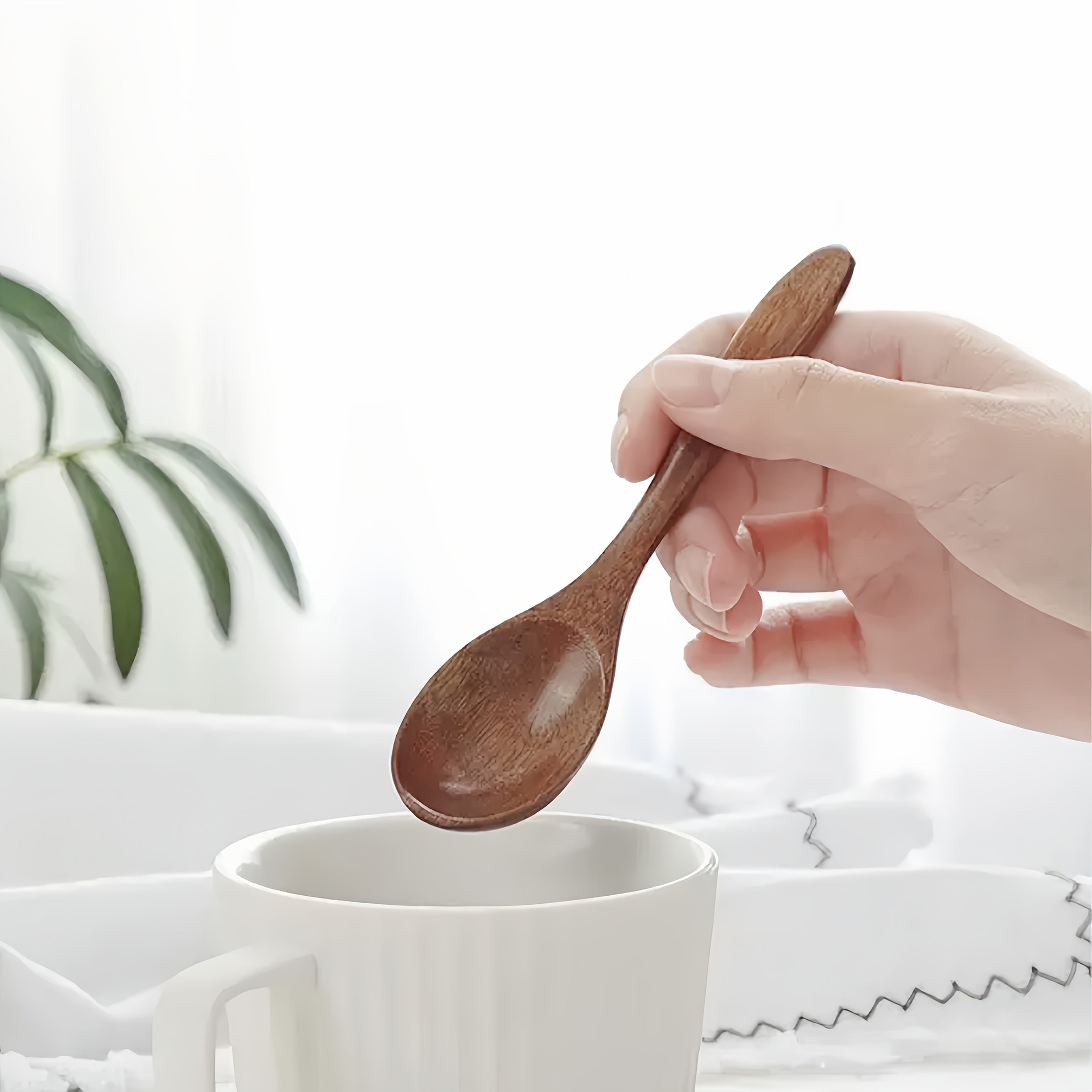 Handcrafted Japanese Solid Wood Spoon for Soup Porridge Coffee Honey and Desserts