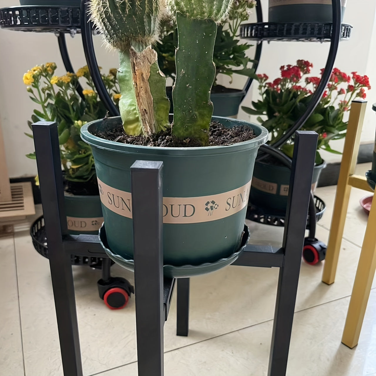 Modern Iron Art Adjustable Square Plant Stand for 8-30.48cm or 10-40.64cm Pots Indoor Outdoor