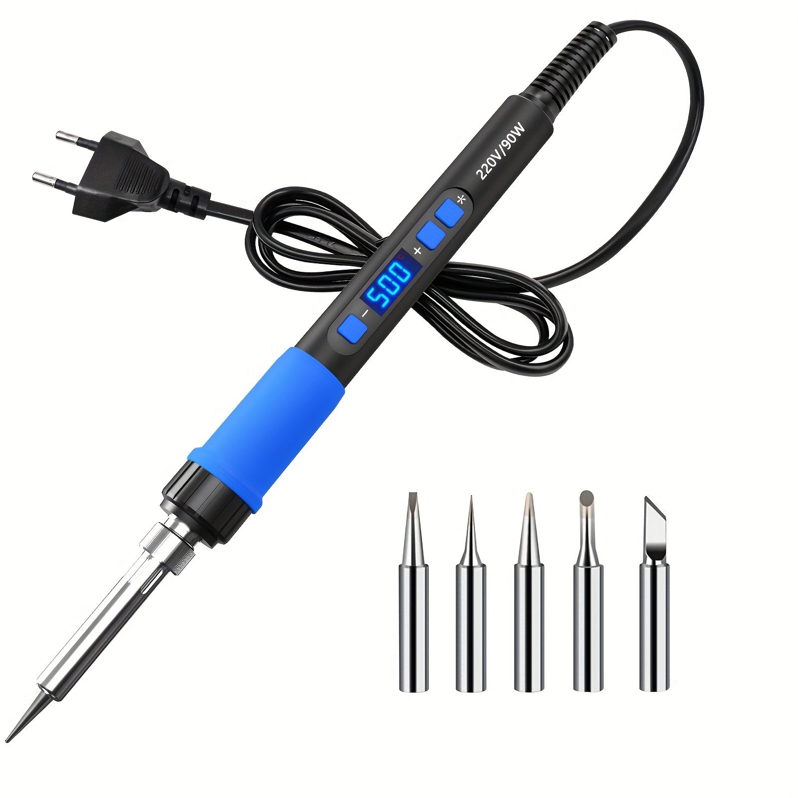 90W Digital Soldering Iron Kit with LCD Display Adjustable Temperature Rapid Heat Blue
