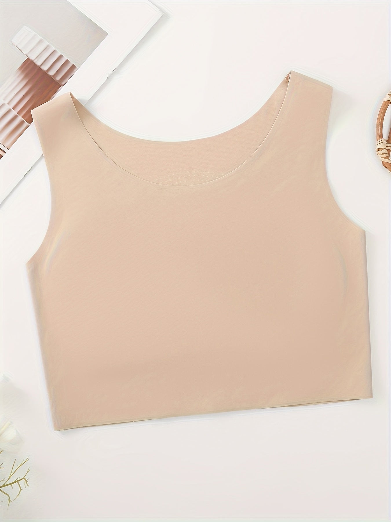 Women's Plus-Size Seamless Bodysuit with Built-In Bra Nylon Blend Black or Apricot