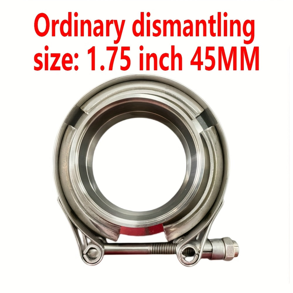 Avtomobil chiqindi quvurlari uchun zanglamaydigan po'latdan yasalgan V-boltli klamplar to'plami, turbo quvur uchun 5.08-7.62 sm