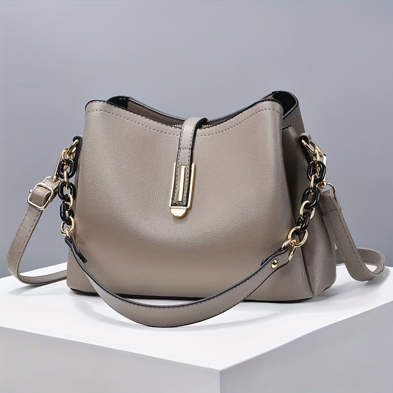 Women's Crossbody Bag with Zipper Closure, Stain-Resistant PU Material, Adjustable Strap, Polyester Lining
