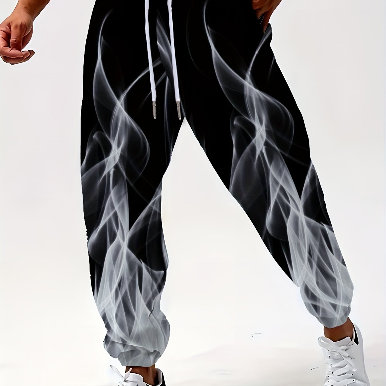 Мужские спортивные штаны большого размера с дышащей тканью, эластичным поясом на шнурке и рельефным принтом для спорта, бега и отдыха
