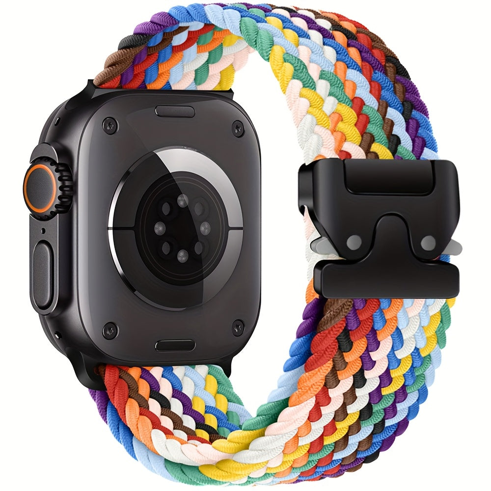 Nylon Braided Sport Wristband for Apple Watch Adjustable Parachute Buckle Compatible with Series 1-10 SE Ultra