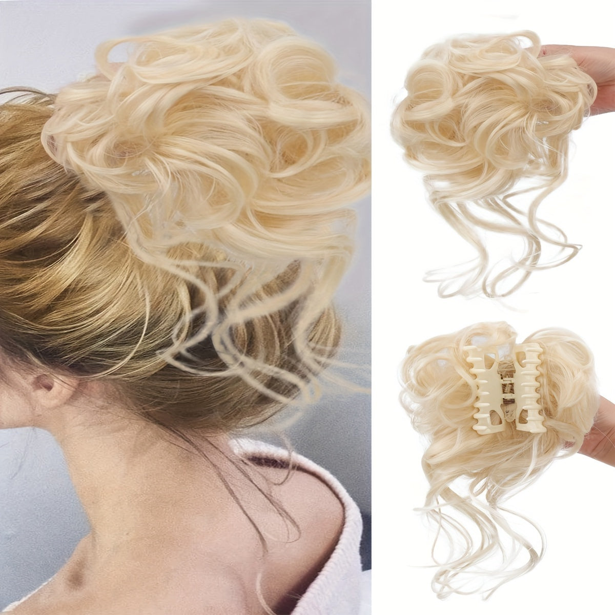 Women's Messy Curly Claw Clip Hair Bun Synthetic Hairpiece for All Occasions