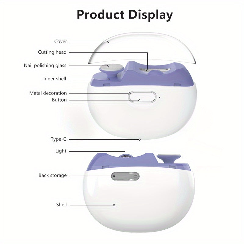 Electric Nail Clipper for Home Use Automatic Foot and Fingernail Trimmer Light Purple