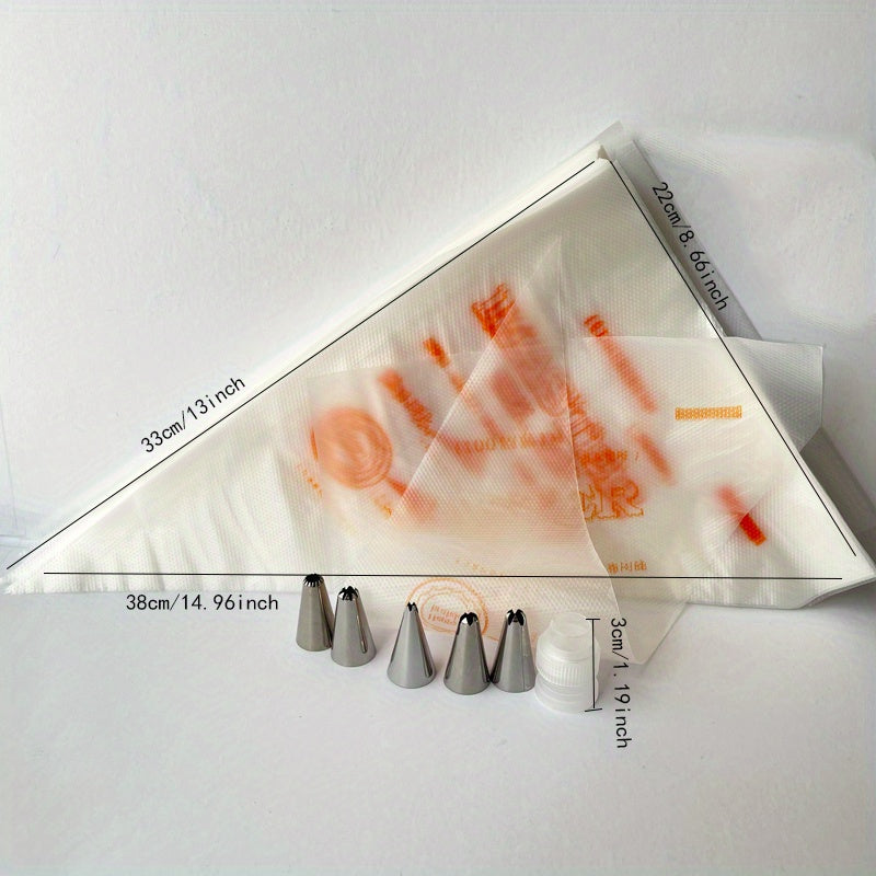 100 bolsas de plástico desechables para pastelería con boquillas para hornear y decorar pasteles