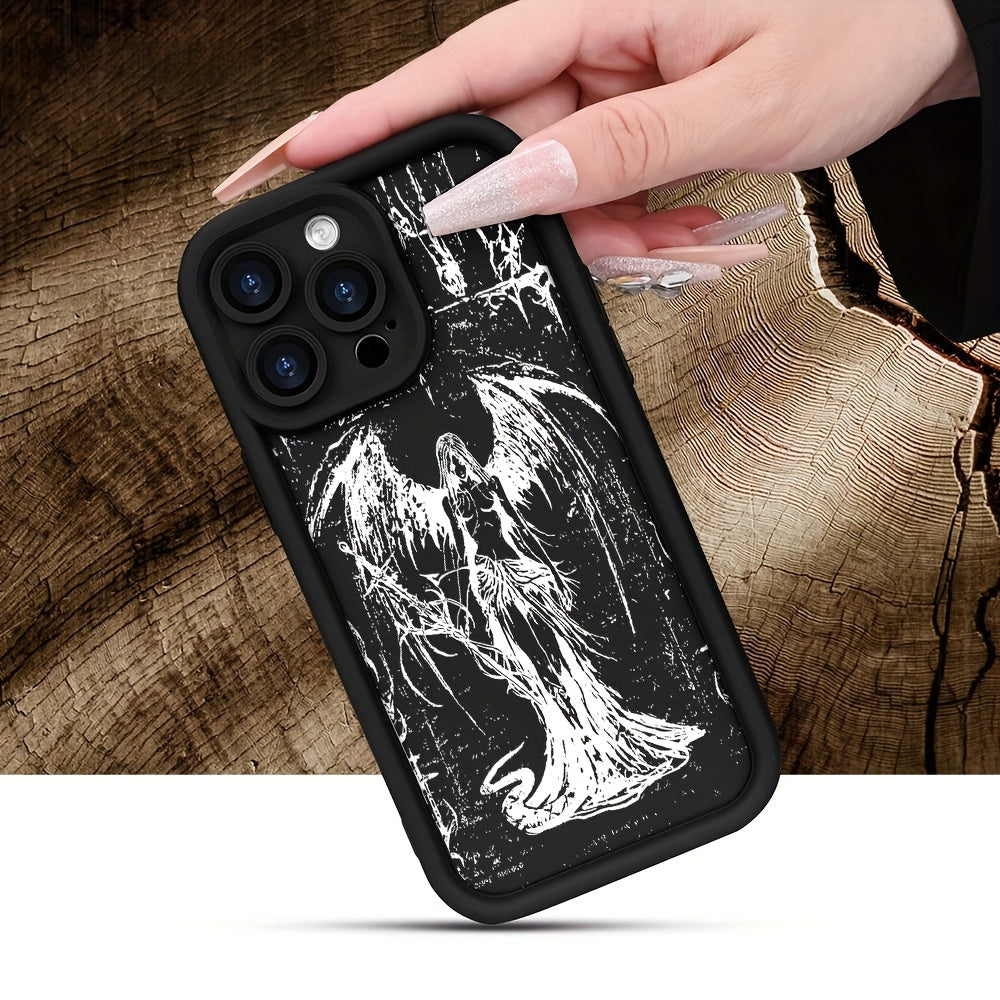 Soft TPU Phone Case for iPhone 11 to 16 Pro with Angel Wings and Lens Protection