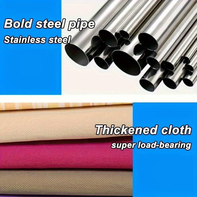 Metal Fabric Wardrobe Organizer Clothing Storage Rack for Closet Bedroom