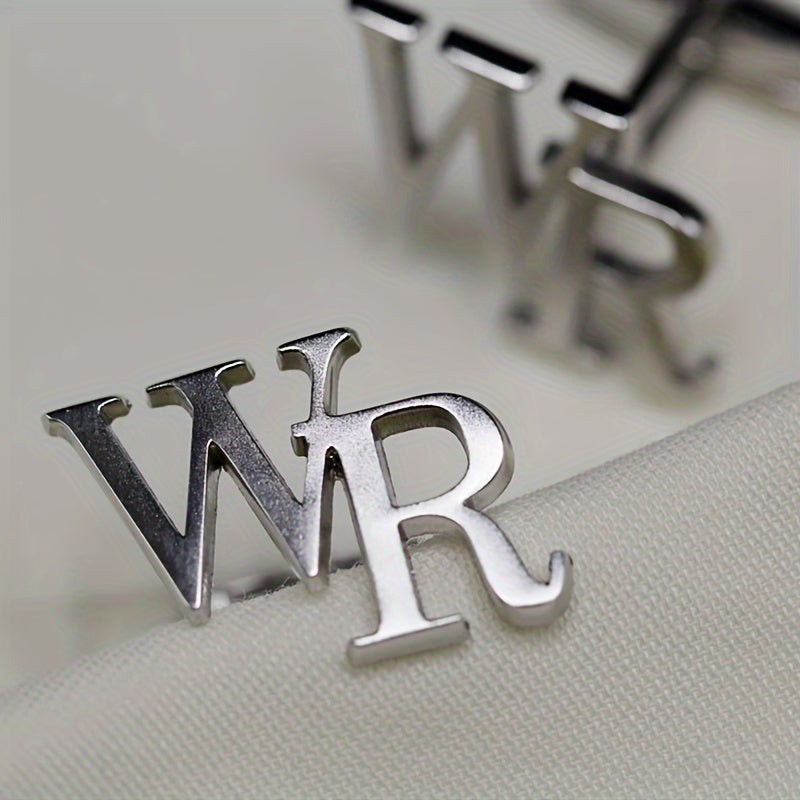 Men's Personalized Stainless Steel Cufflinks with Monogram for Weddings and Gifts