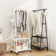 Metal Garment Rack with Wheels Triangle Storage Organizer Multi-Tier Clothes Coats Stand