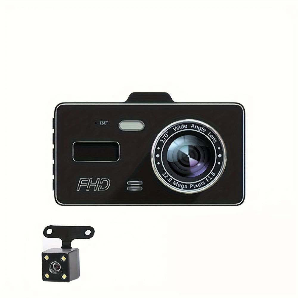 Dual Lens Car Camera 720p Night Vision Rechargeable 12-24V Mount