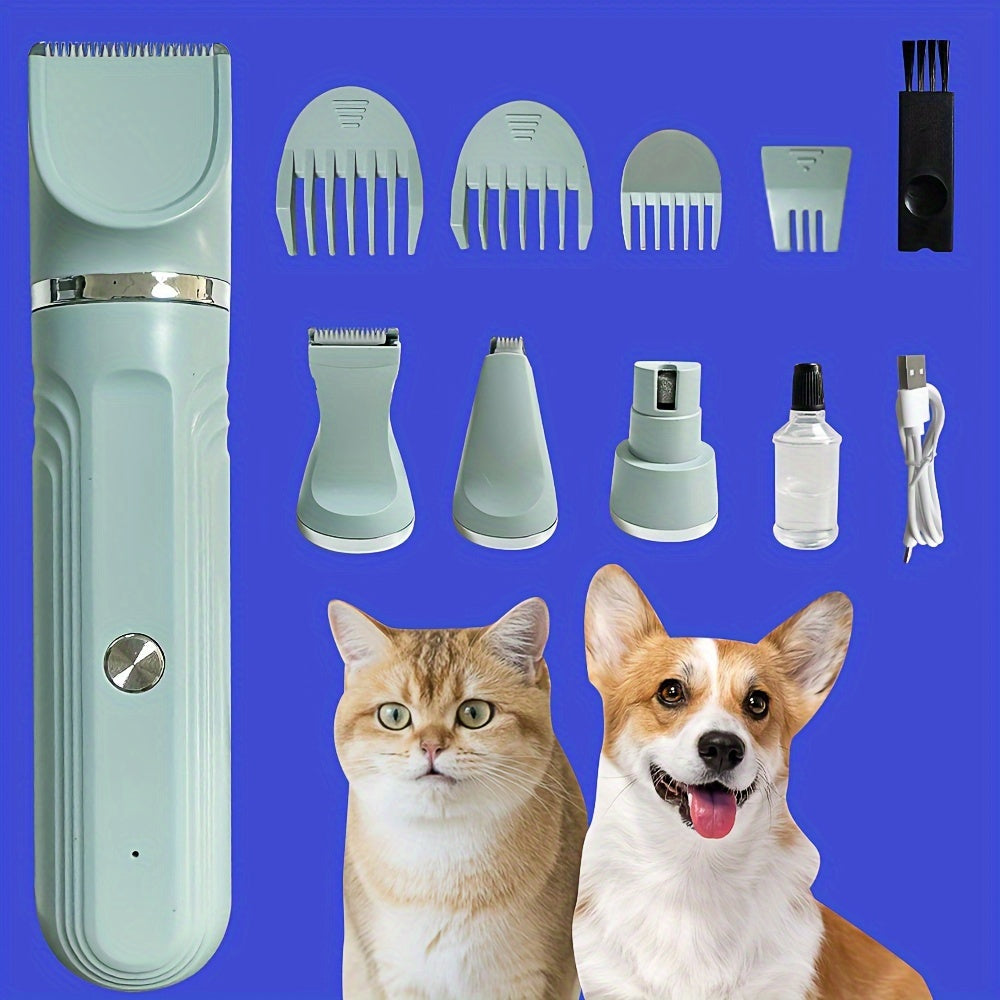 Rechargeable Pet Grooming Kit for Cats and Small Dogs with Electric Clipper and Nail Trimmer