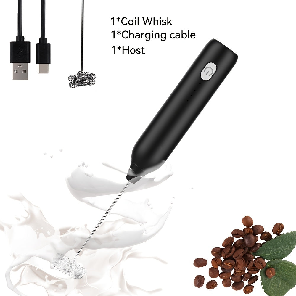 Portable Electric Milk Frother Mixer Rechargeable Stainless Steel Whisks
