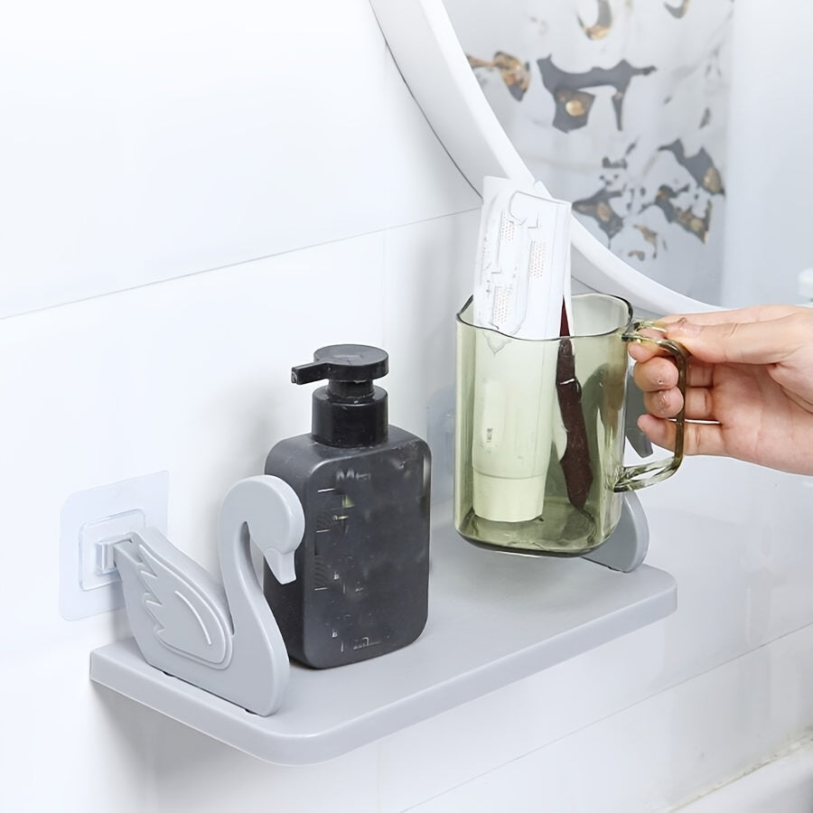 Wall Storage Rack for Bathroom Organization White Plastic 12 Inches