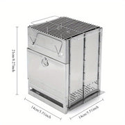 Sayohat uchun portativ zanglamaydigan po'latdan yasalgan barbekyu grill, kichik pech va griddle bilan