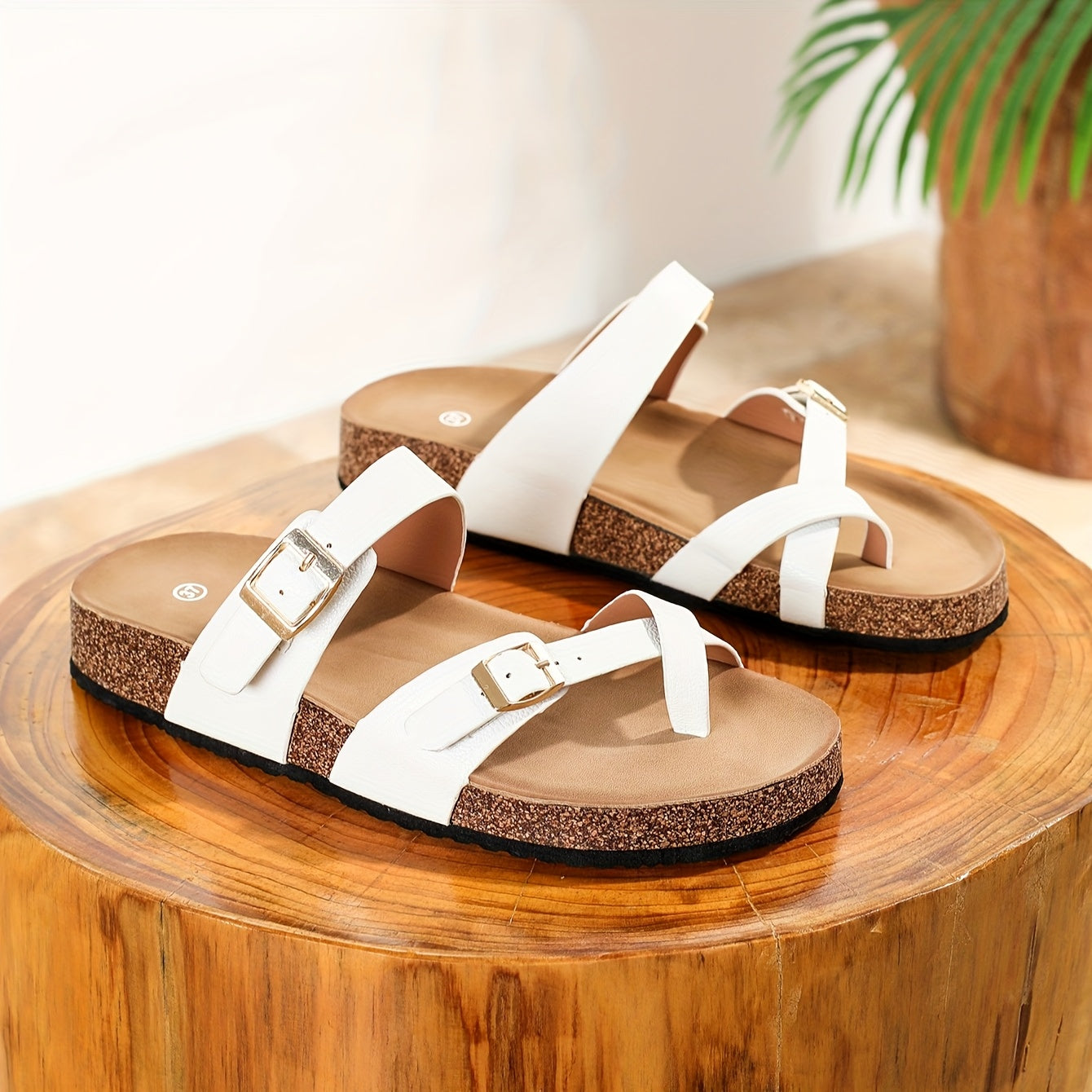 Unisex Summer Cork Slippers Non-Slip Beach Shoes Casual Flat Wear
