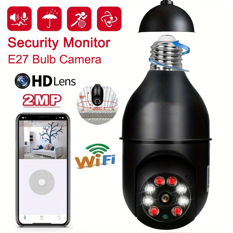 Smart Light Bulb Security Camera E27 WiFi 360° Pan/Tilt Motion Detection Two-Way Audio Indoor Outdoor