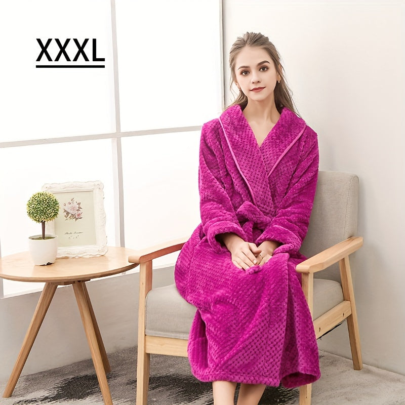 Cozy Couples Bathrobe Long Sleeve Autumn Winter Warm Fleece