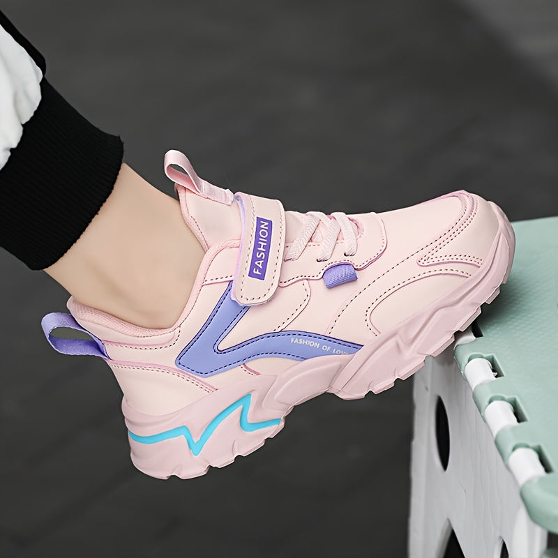 Girls Outdoor Casual Sneakers with Soft Sole, Round Toe, Low Top, TPR Sole