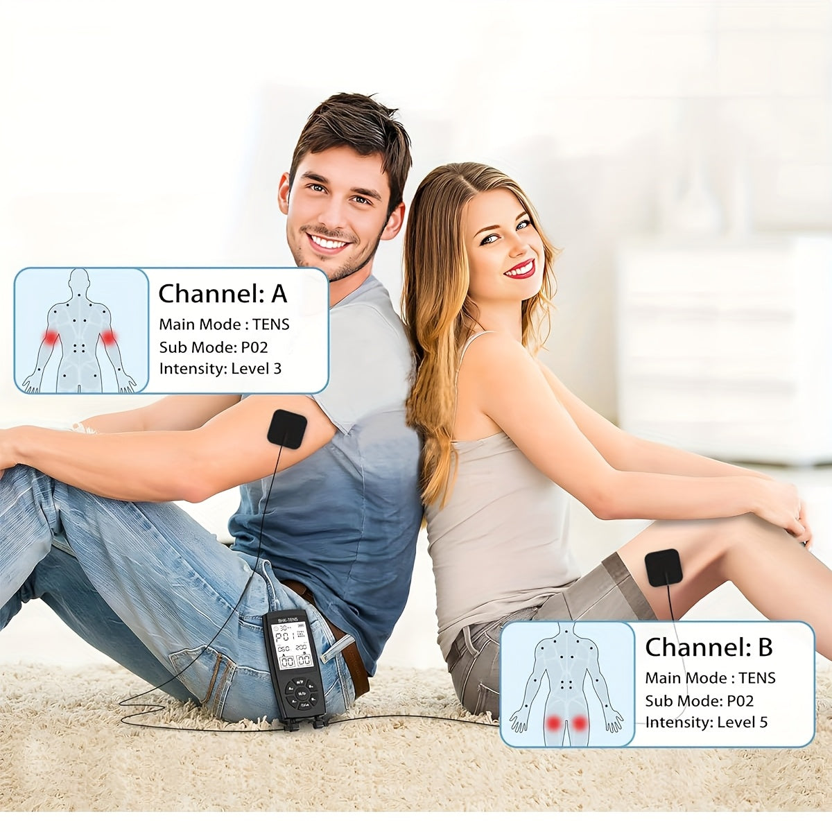 BHK-TENS Qayta zaryadlanadigan TENS qurilmasi - Og'riq terapiyasi uchun USB orqali zaryadlanadigan EMS mushak stimulyatori