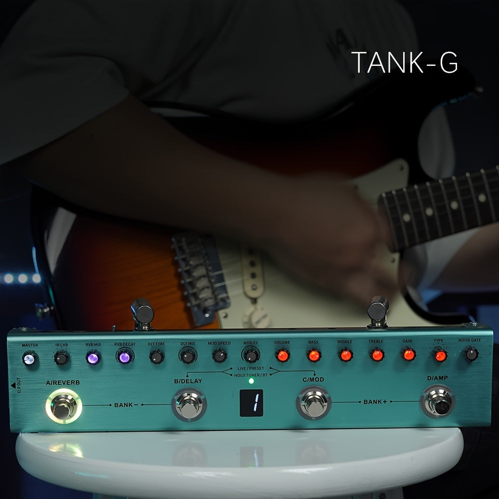Guitar Effects Pedal Noise Gate 9 Preamp Slots 3-Band EQ Delay Reverb IR Cab Tuner USB Rechargeable