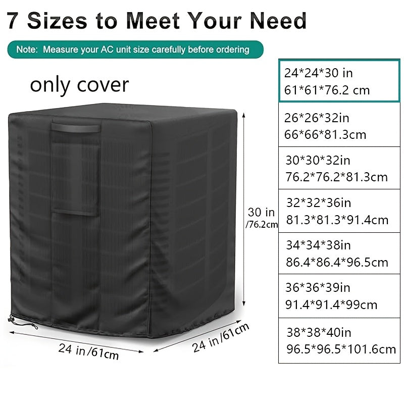 Black PVC Outdoor Air Conditioner Cover with Zipper and Storage Bag