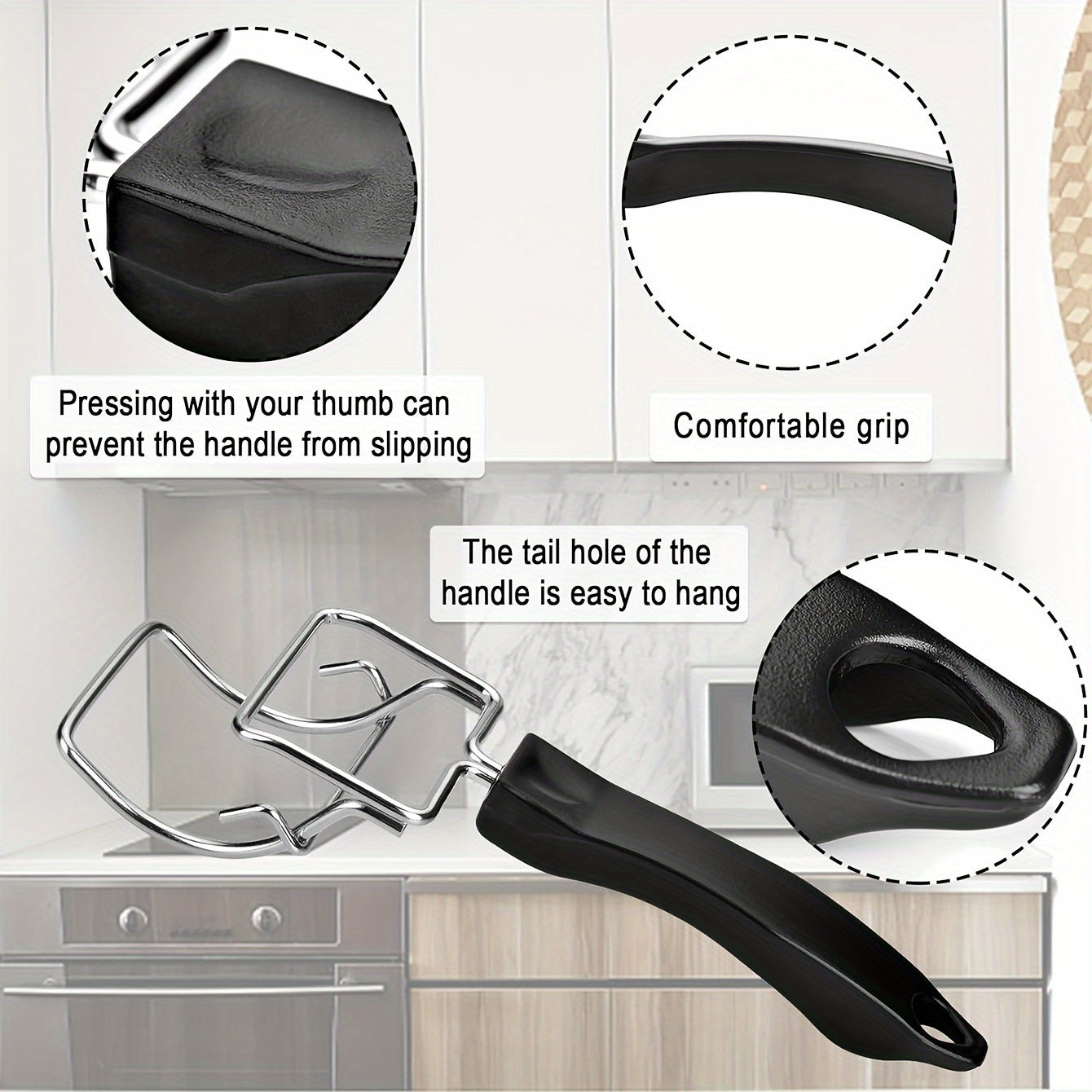 2-piece black oven push-pull tool with heat-resistant handle for lifting trays