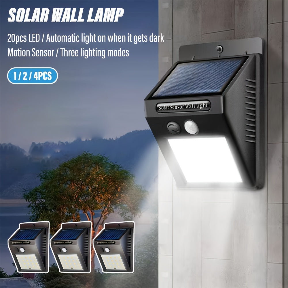 20 LED Solar Outdoor Light with Motion Sensor 3 Modes Wall Fence Garden Garage