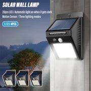 20 LED Solar Outdoor Light with Motion Sensor 3 Modes Wall Fence Garden Garage