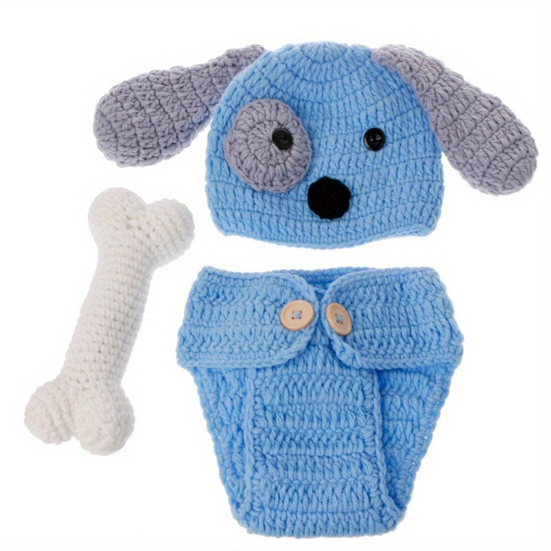 Baby Blue Dog Hat for Infants Short Suit for Photoshoots Halloween Christmas Thanksgiving
