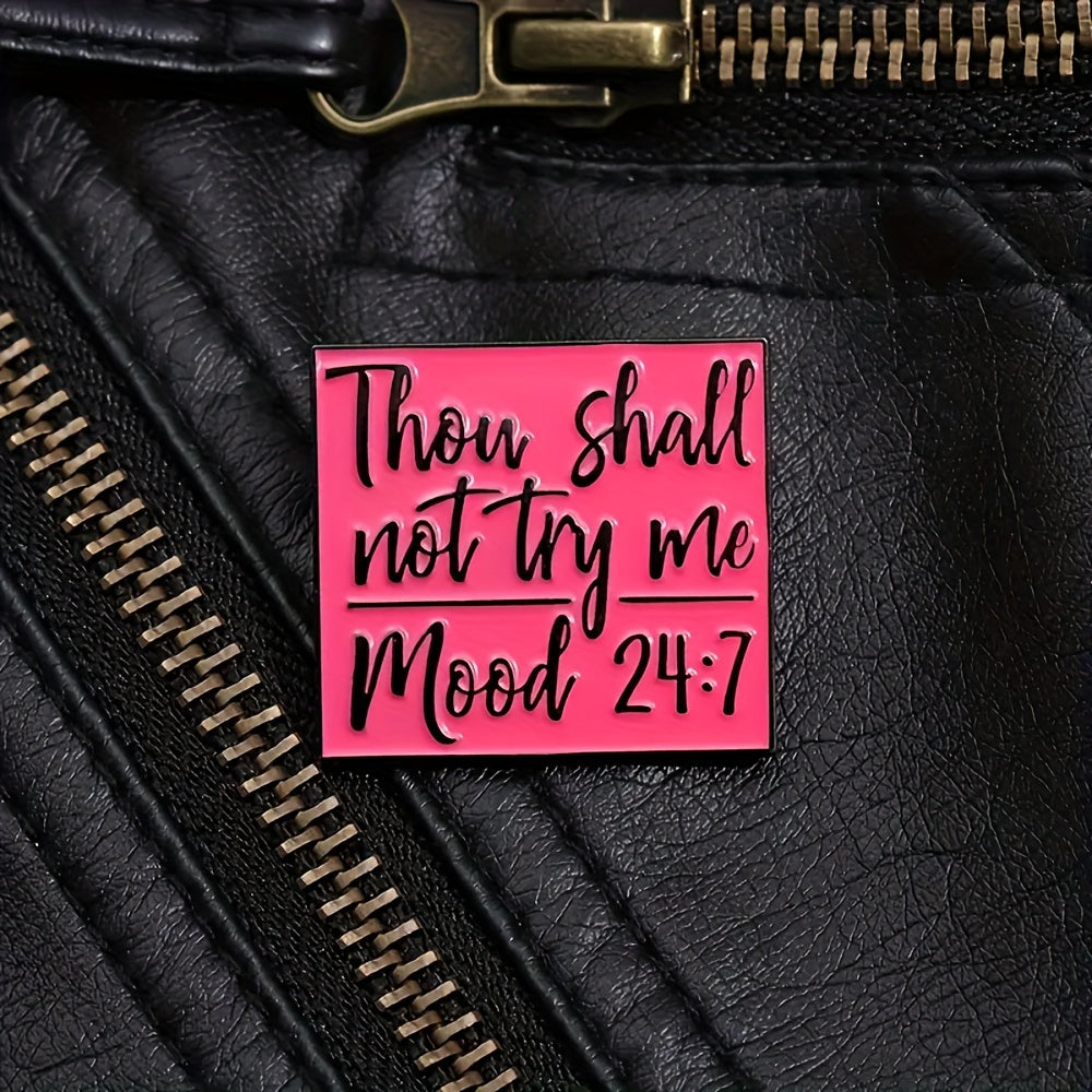 Red Enamel Geometric Brooches with Cartoon Quotes for Hats and Backpacks