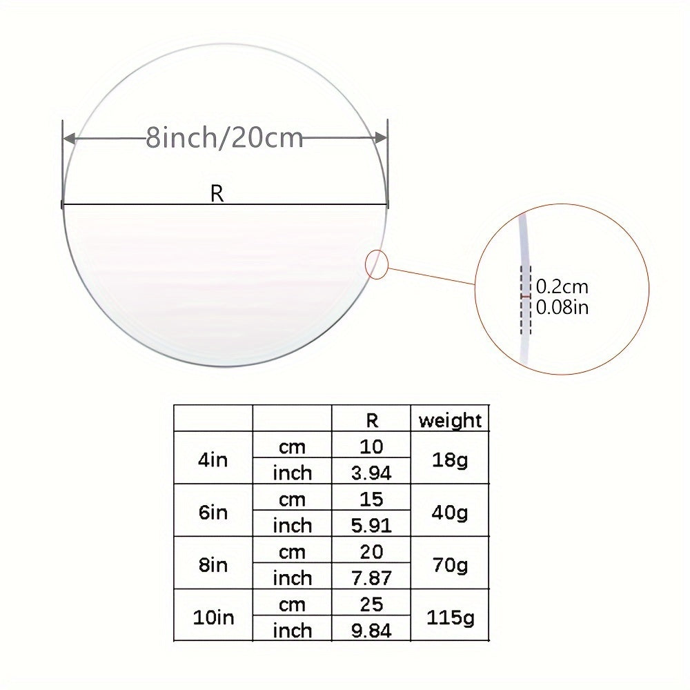 Qayta ishlatiladigan akril dumaloq tort plitalari to'plami 2 ta 10.16cm 15.24cm 20.32cm 25.4cm Pishirish uchun asbob-uskunalar