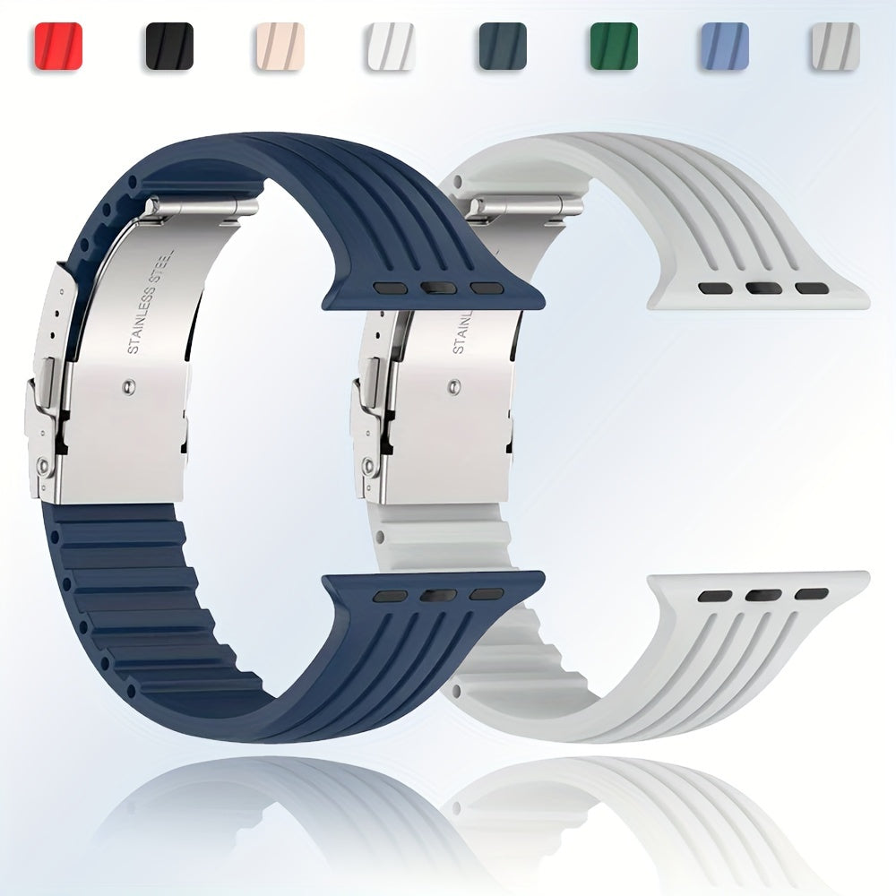 Elastic Silicone Watch Band Compatible with IWatch Series 1-9 SE Ultra 2 38mm 40mm 41mm 42mm 44mm 45mm 49mm for Men Women