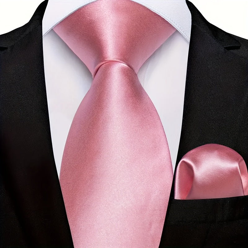 Erkaklar uchun bir rangli galstuk va cho'ntak sharf to'plami, biznes rasmiy tadbirlar uchun