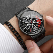 Conjunto de reloj de cuarzo para hombre con esfera grande, pulsera de cadena de aleación de zinc y batería no recargable