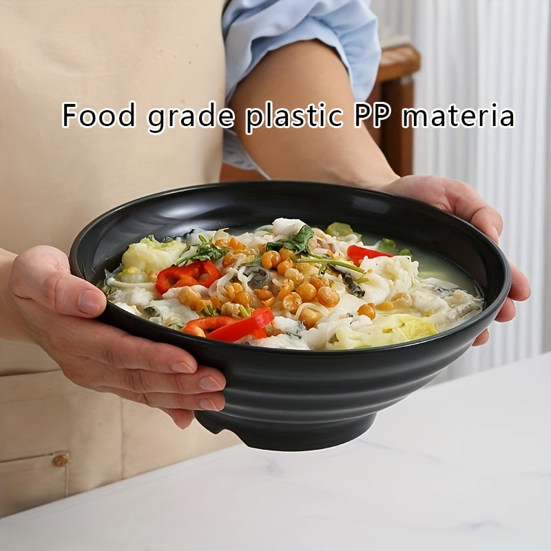 Unbreakable Black Ramen Bowl Set with Spoon Large Dishwasher Safe Microwave Safe