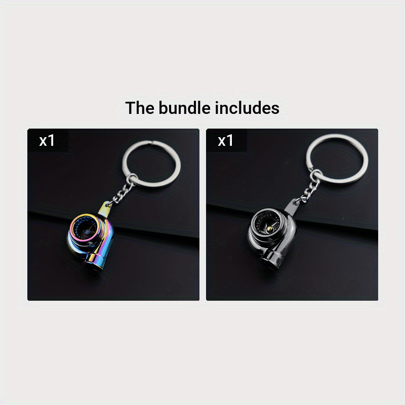 Unisex Metal Golden Turbocharged Keychain Car Modification Accessory