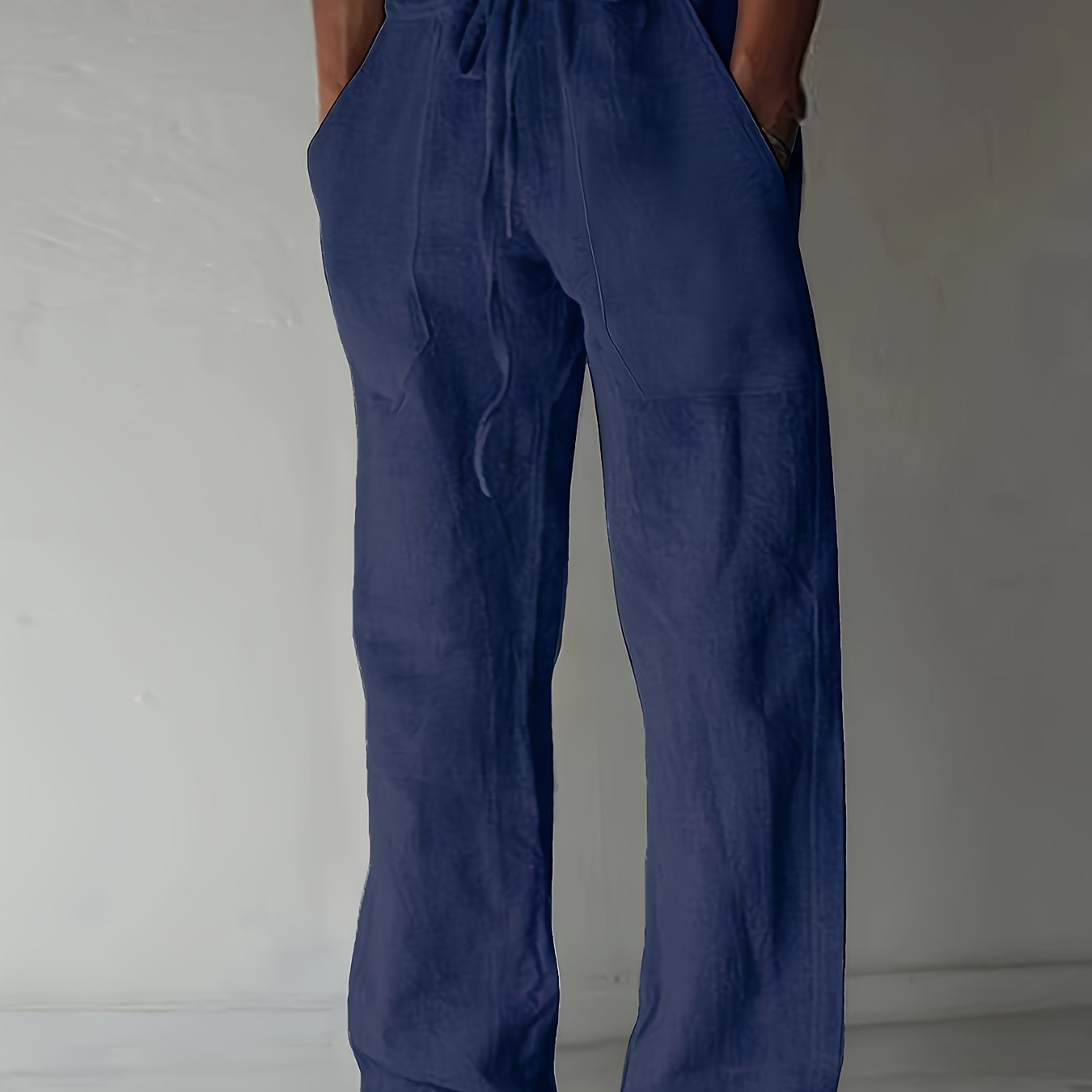 Pantalones casuales de algodón para hombre de color sólido, corte regular, primavera, verano, otoño, grande