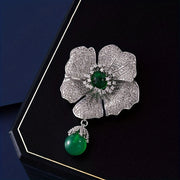 Green Cubic Zirconia Brooch for Women Elegant Full Drill Jewelry Gift