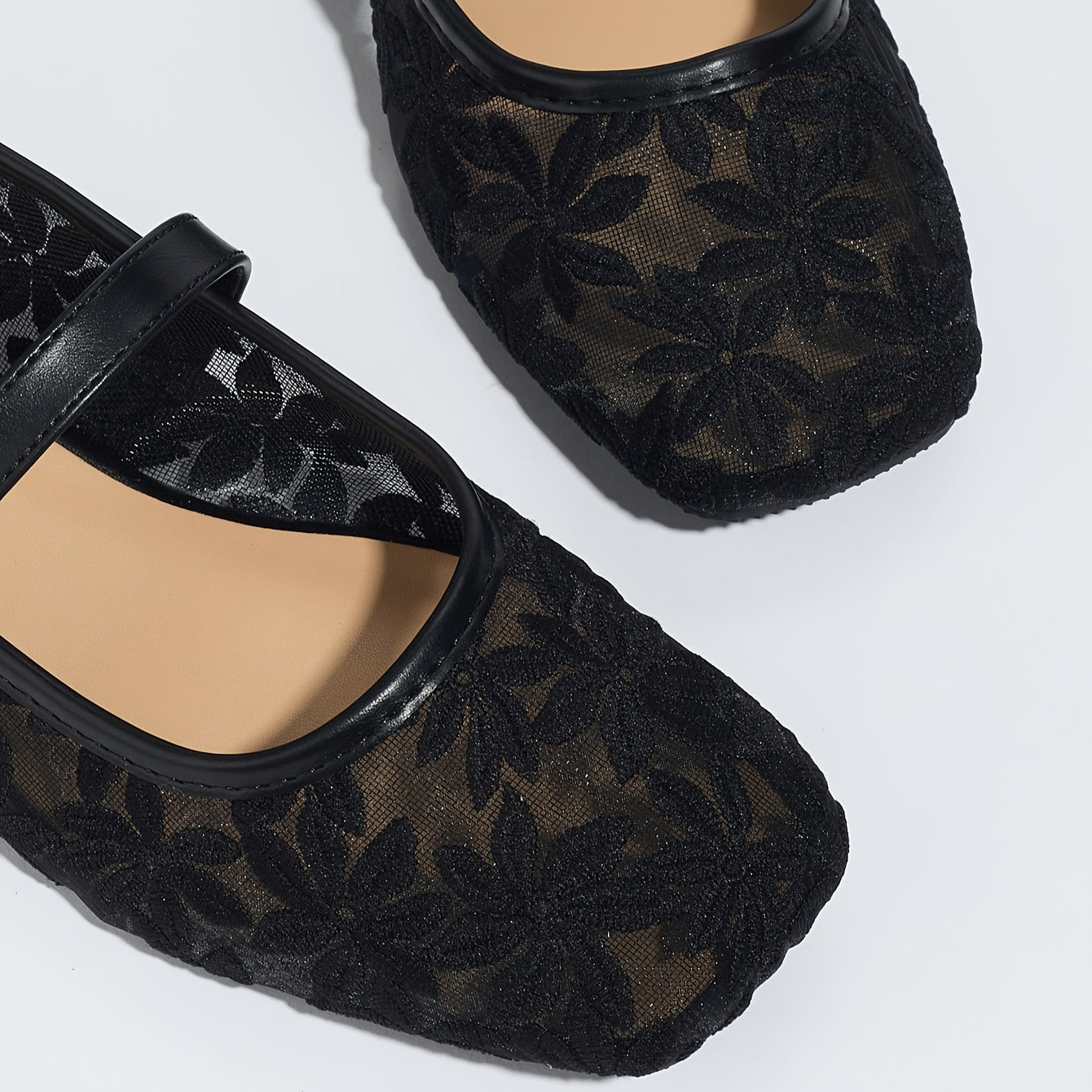 Женские белые балетки с цветочной вышивкой, дышащая сетка, квадратный носок