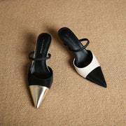 Ayollar uchun zamonaviy ikki rangli uchburchakli oyoq kiyimlari, bilak bog‘lamlari bilan