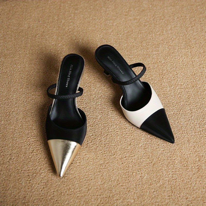 Ayollar uchun zamonaviy ikki rangli uchburchakli oyoq kiyimlari, bilak bog‘lamlari bilan