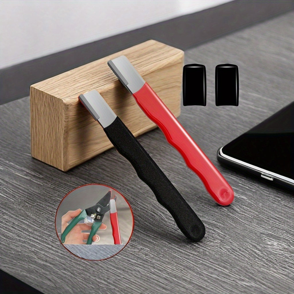 1/2 piezas de afilador de cuchillas portátil para herramientas como hachas, machetes, tijeras de seto, tijeras, hachuelas, cuchillos