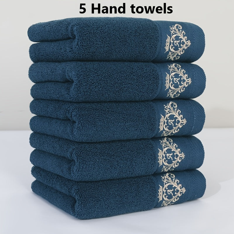 Cotton Towels with Crown Pattern Embroidery 450gsm for Bathroom and Makeup Room
