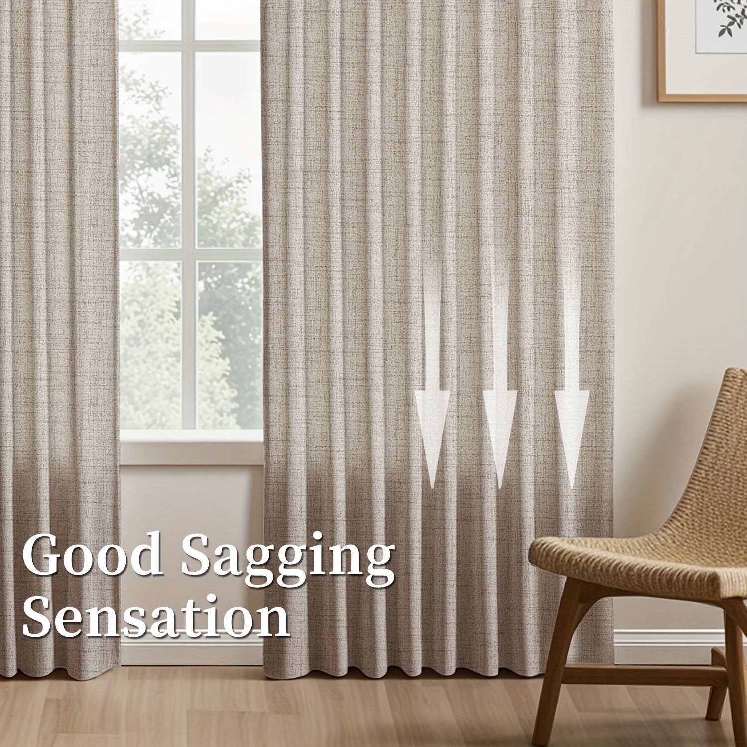 Japanese-Inspired Linen Curtains Set, Light-Blocking, European Style for Bedroom Living Room