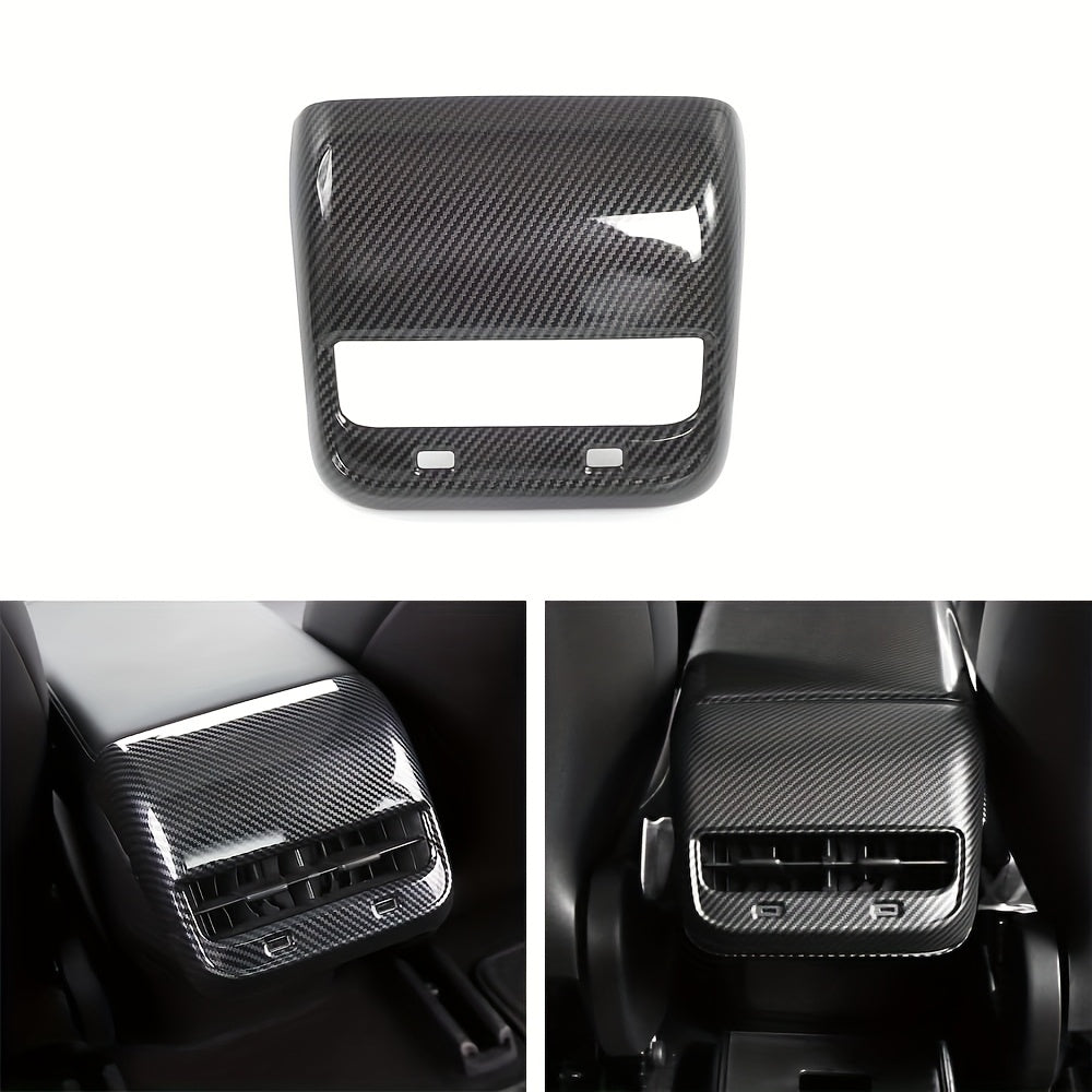 Rear Carbon Fiber Finish AC Vents Trim for Tesla Model 3 Y Auto Decor