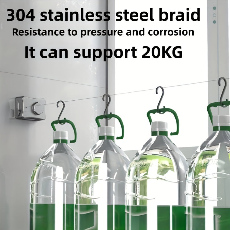 304 Stainless Steel Retractable Clothesline 5.1m Indoor Laundry Rope for Towels and Clothes