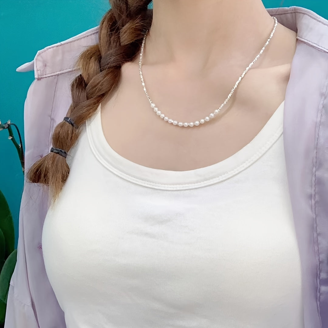 Ayollar uchun 18K oltin aksessuarlari bilan toza suv marvaridi bilan sterling kumush taqinchoq