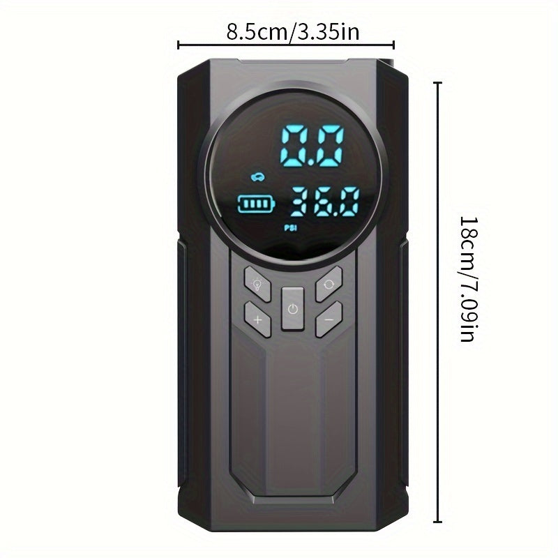 Kit de reparación de emergencia portátil para coche con batería de litio de 8000mAh, compresor de aire inalámbrico, pantalla digital y luz LED